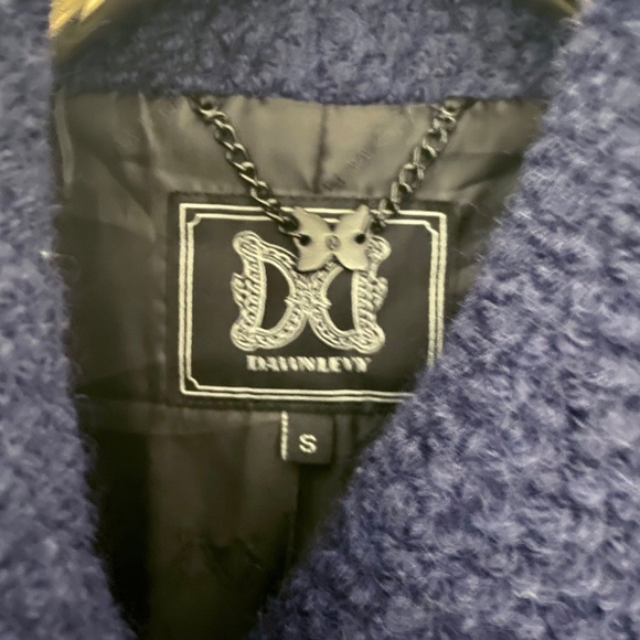 DAWN LEVY {S} Car Coat Navy Blue Bouclé Wool Blend Shawl Collar "Adelaid… - Picture 5 of 9